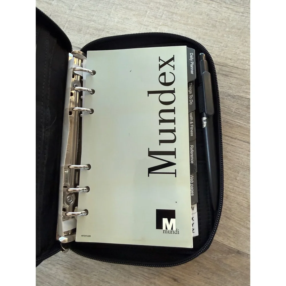 Mundi Mundex Black Faux Crocodile Zip Around Daily Planner Organizer Binder